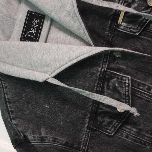 Detre No.2 Black Stone Washed Denim Sweatshirt Jacket - Picture 7 of 13